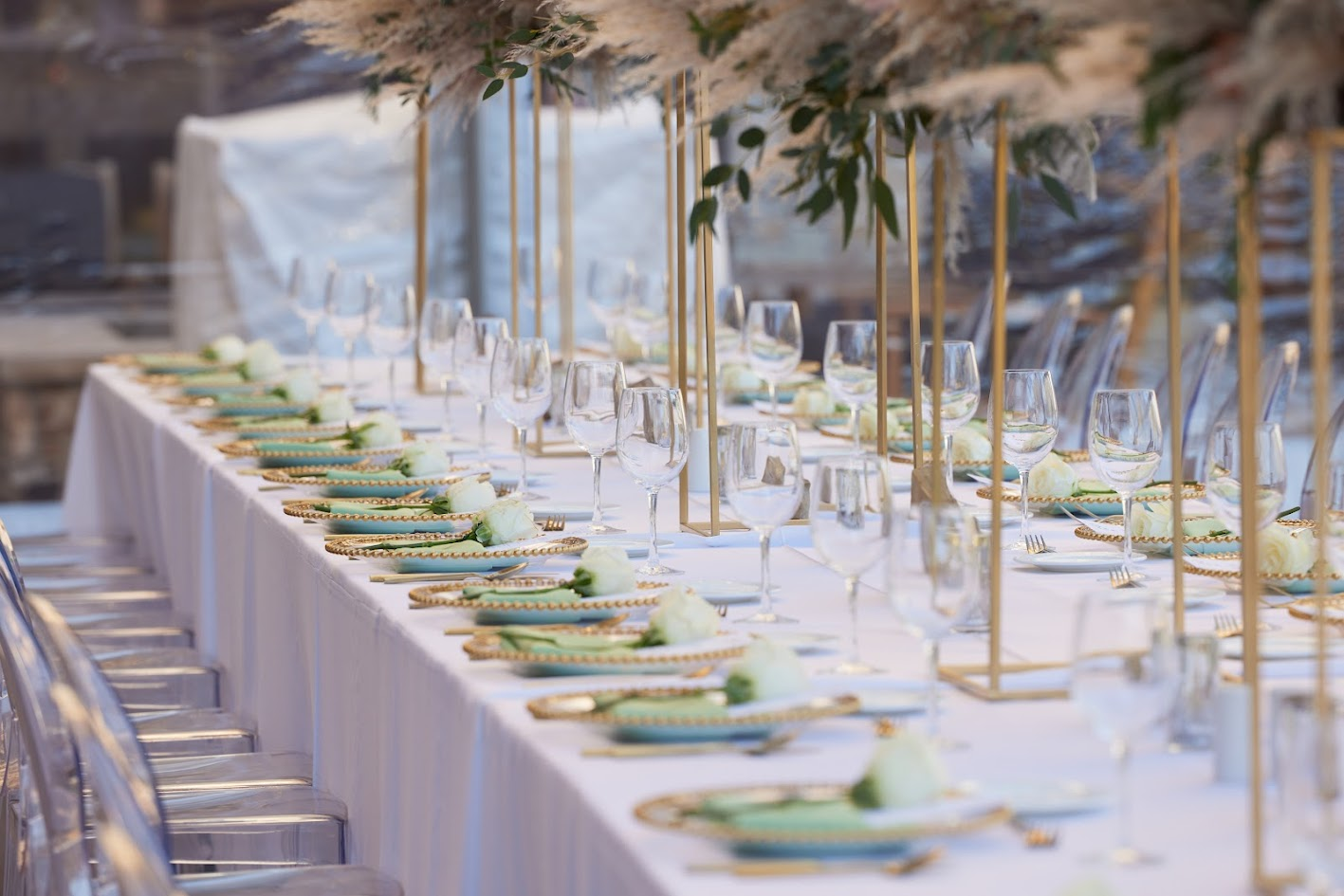 Floral tablescape with place settings