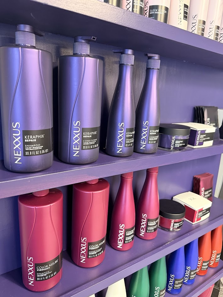 Nexxus branded product shelving display