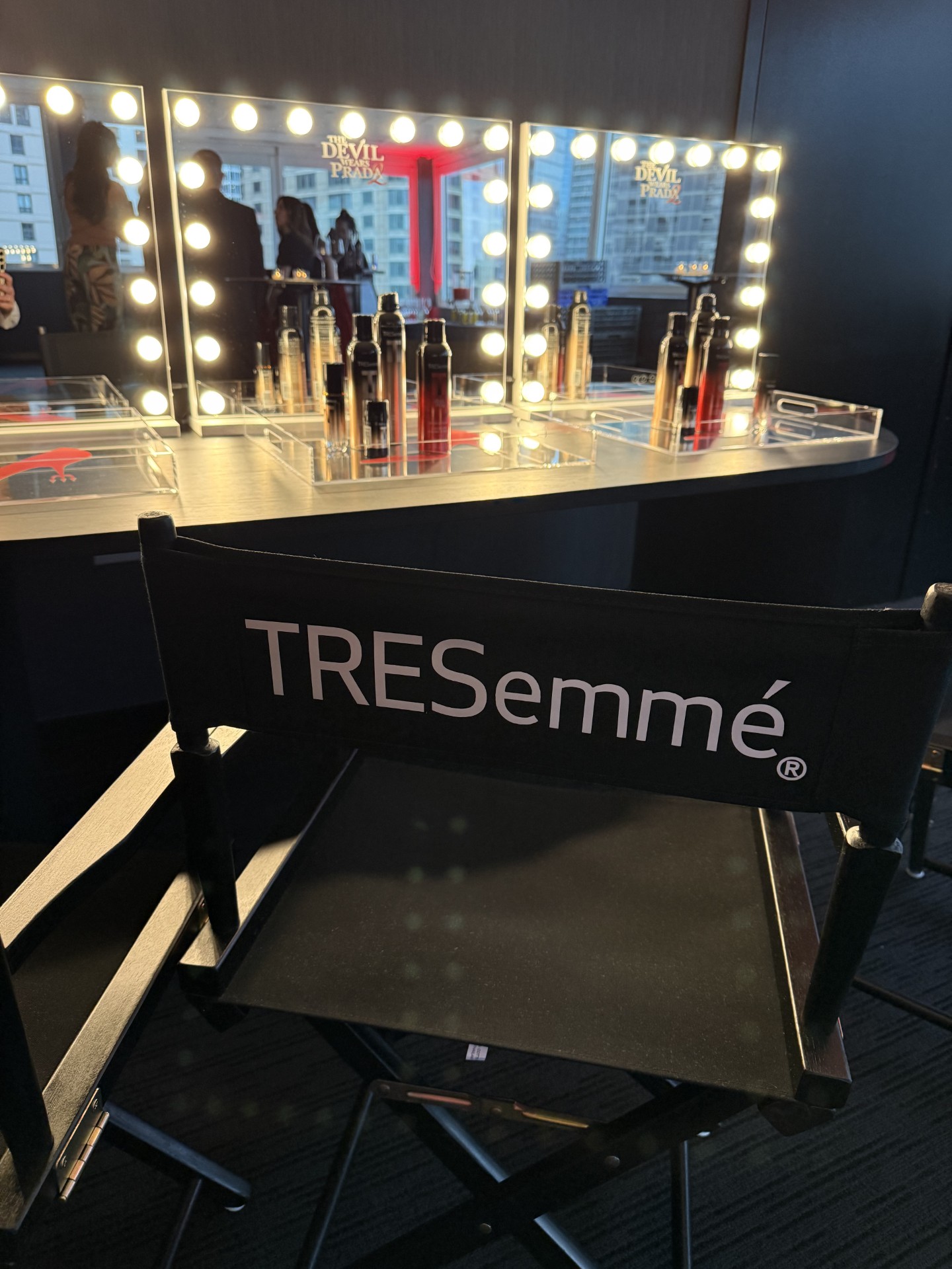 TRESemme branded director chair at a glam suite